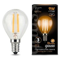 Лампа Gauss LED Filament Globe E14 9W 2700K 1 10 50 105801109