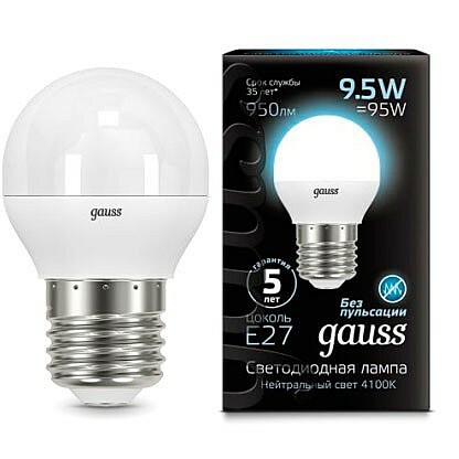 Лампа Gauss LED Globe E27 9.5W 4100K 1 10 50 105102210