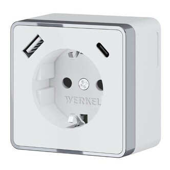 Werkel W5071701  Розетка с заземлением, шторками и USB тип A+C Gallant (белый)