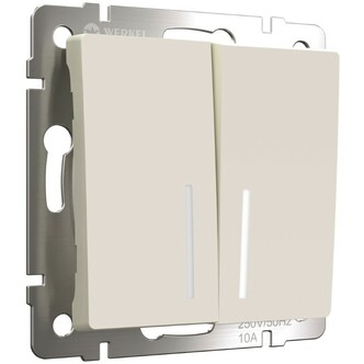 Werkel W1122162  Выключатель двухклавишный проходной с подсветкой (айвори матовый)