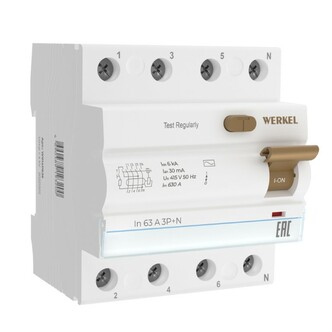 Werkel W914P636   Устройство защитного отключения 3P+N 63 A 30m А АС  6 kА