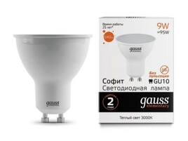 Лампа Gauss LED Elementary MR16 GU10 9W 640lm 3000К 1 10 100 13619