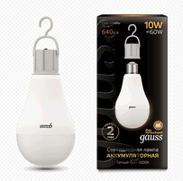 Лампа Gauss LED A60 10W E27 640lm 3000K с Li-Ion аккумулятором 1 10 60 102402100