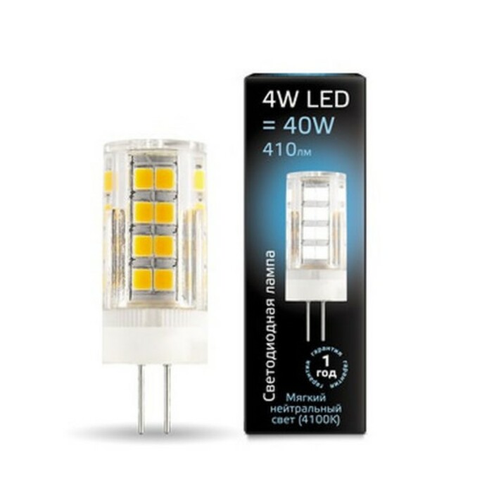 Лампа Gauss LED G4 AC185-265V 4W 410lm 4100K керамика 1 10 200 107307204