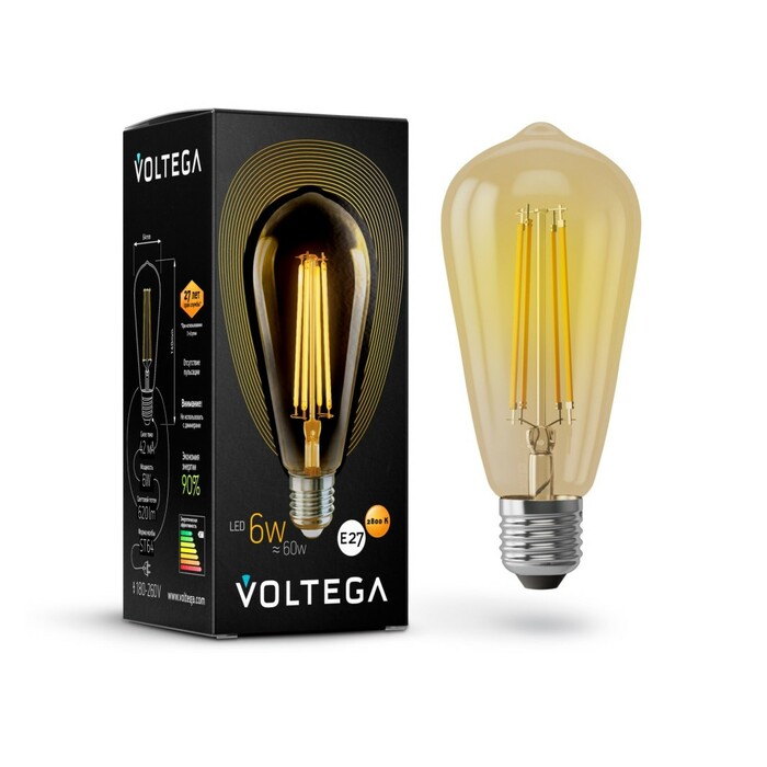 VOLTEGA 5526 VG10-ST64Gwarm6W Loft Led  ST64 6W 2800K E27