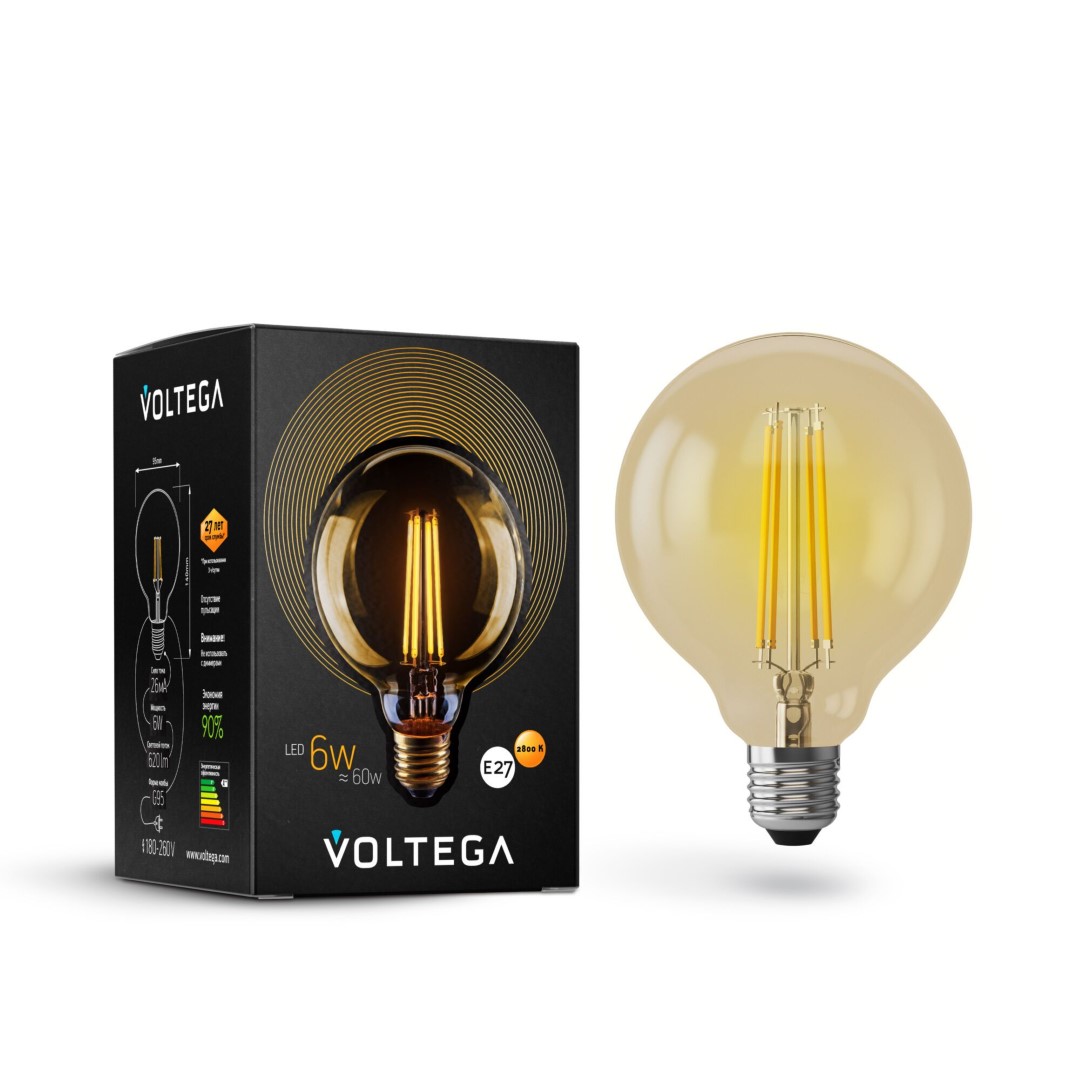 VOLTEGA 7084 VG10-G95GE27warm6W Loft Led  G95 6W 2800K E27