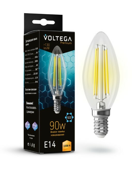 VOLTEGA Светодиодная лампа Crystal Graphene Candle 9W 3000K E14 (7219)