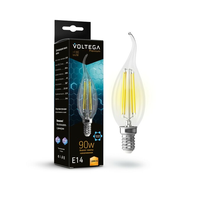 VOLTEGA Светодиодная лампа Crystal Graphene Candle wind 9W 3000K E14 (7220)
