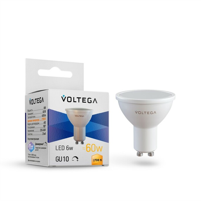 VOLTEGA Светодиодная лампа Simple MR16 6W 2700K 110° GU10 DIM (7238)