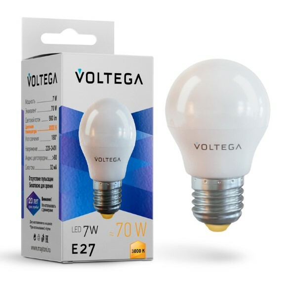 VOLTEGA Светодиодная лампа Simple Globe 7W 3000K E27 (7243)