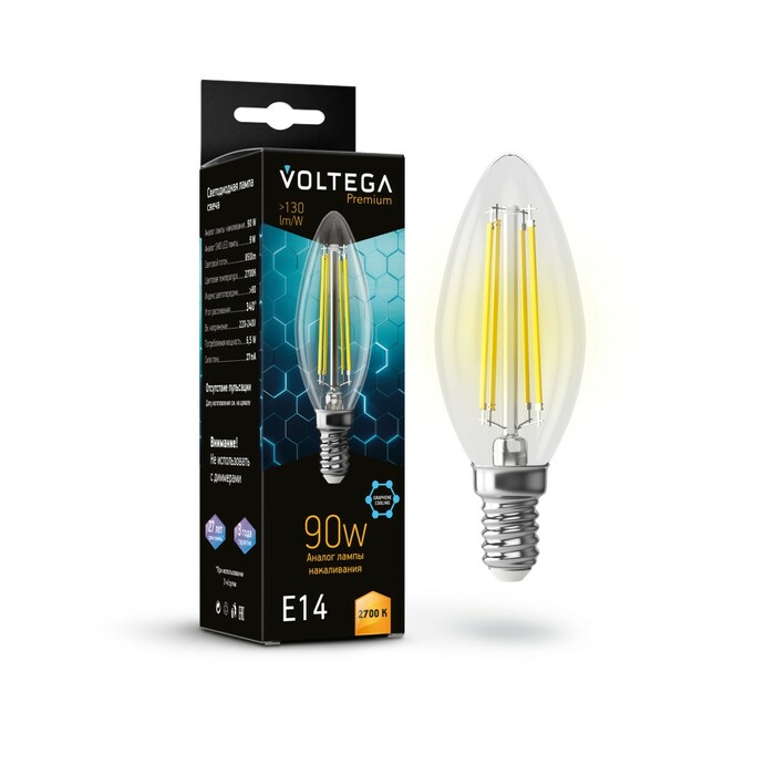VOLTEGA Светодиодная лампа Crystal Graphene Candle 9W 2700K E14 (7218)