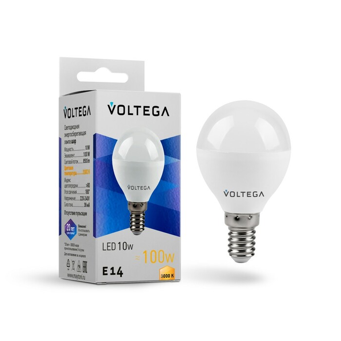 VOLTEGA Светодиодная лампа Simple Globe 10W 3000K E14 (7231)