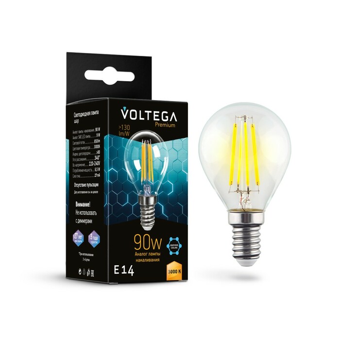 VOLTEGA Светодиодная лампа Crystal Graphene Globe 9W 3000K E14 (7222)