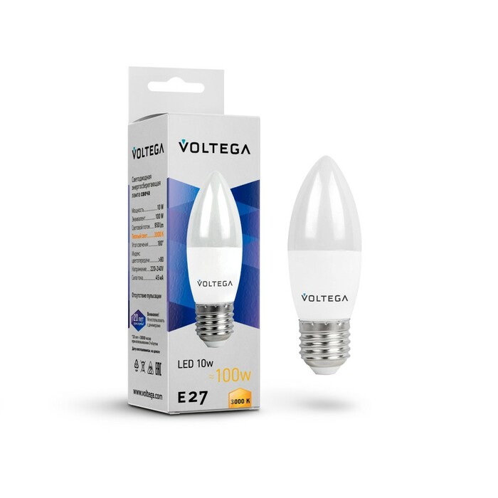 VOLTEGA Светодиодная лампа Simple Candle 10W 3000K E27 (7240)