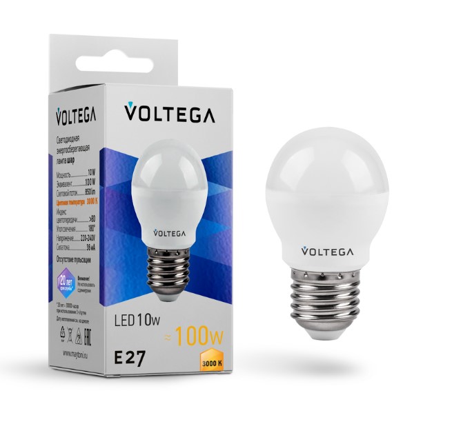 VOLTEGA Светодиодная лампа Simple Globe 10W 3000K E27 (7232)