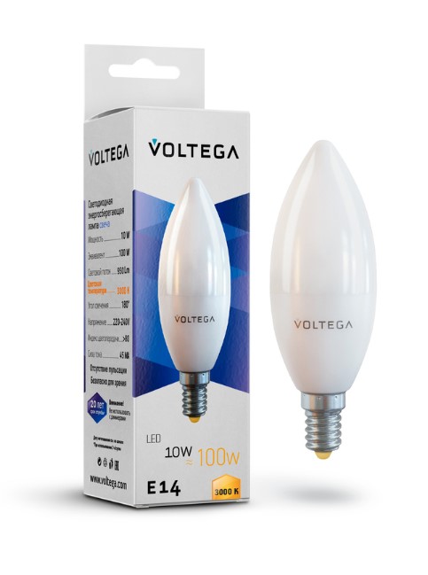 VOLTEGA Светодиодная лампа Simple Candle 10W 3000K E14 (7241)
