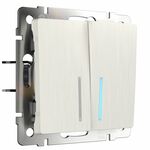 Werkel W1120113  Выключатель двухклавишный с подсветкой (перламутровый рифленый)