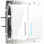 Werkel W1122101  Выключатель двухклавишный проходной с подсветкой (белый)