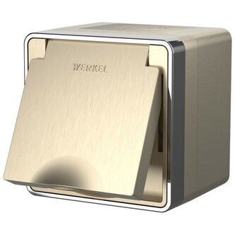 Werkel W5071210  Розетка влагозащ. с зазем. с защит. крышкой и шторками Gallant (шампань рифленый)