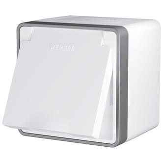 Werkel W5071201  Розетка влагозащ. с зазем. с защит. крышкой и шторками Gallant (белый)