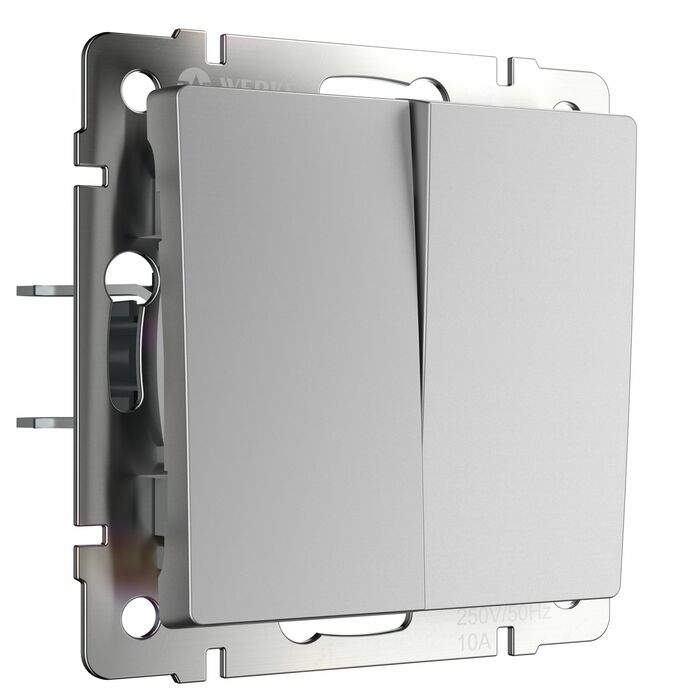 Werkel W1120006  Выключатель двухклавишный (серебряный)