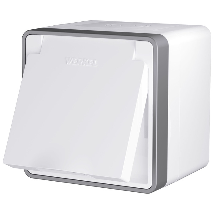 Werkel W5071201  Розетка влагозащ. с зазем. с защит. крышкой и шторками Gallant (белый)