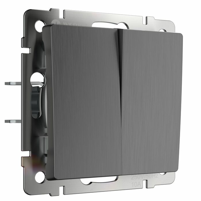 Werkel W1120004  Выключатель двухклавишный (графит рифленый)
