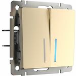 Werkel W1120111  Выключатель двухклавишный с подсветкой (шампань)