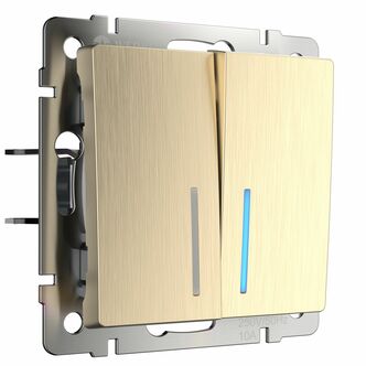 Werkel W1120110  Выключатель двухклавишный с подсветкой (шампань рифленый)