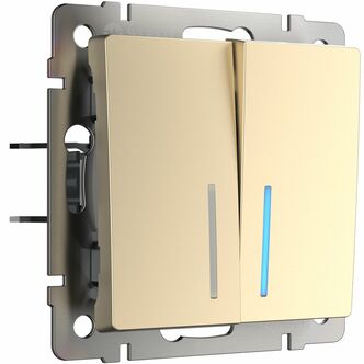 Werkel W1120111  Выключатель двухклавишный с подсветкой (шампань)