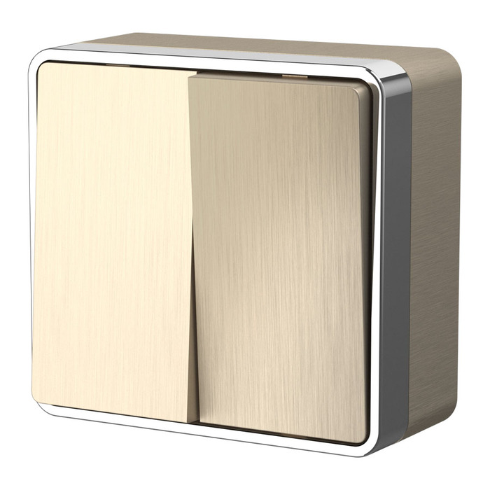 Werkel W5020010  Выключатель двухклавишный Gallant (шампань рифленый)