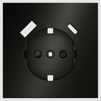 Voltum Накладка для розетки с зазем и защитными шторками, с USB A+C, S70 Metal (антрацит) VLSM001012