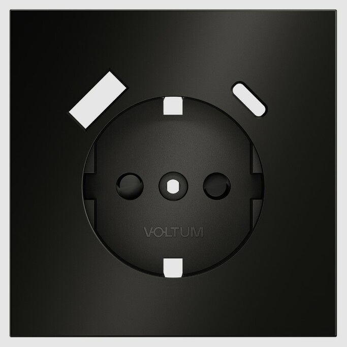 Voltum Накладка для розетки с зазем и защитными шторками, с USB A+C, S70 Metal (антрацит) VLSM001012