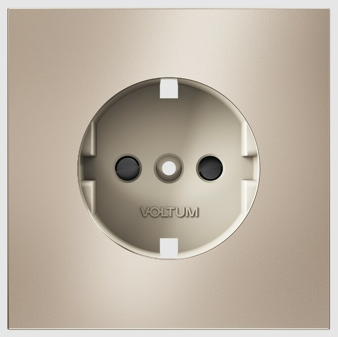 Voltum Накладка для розетки с заземлением и защитными шторками, S70 Metal (платина) VLSM000710