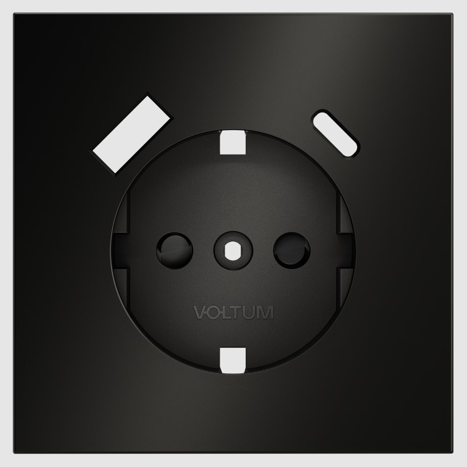 Voltum Накладка для розетки с зазем и защитными шторками, с USB A+C, S70 Metal (антрацит) VLSM001012