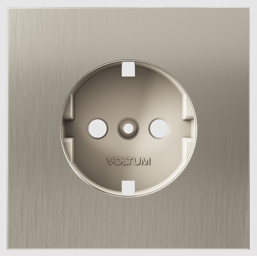 Voltum Накладка для розетки с заземлением, S70 Metal (никель) VLSM000611
