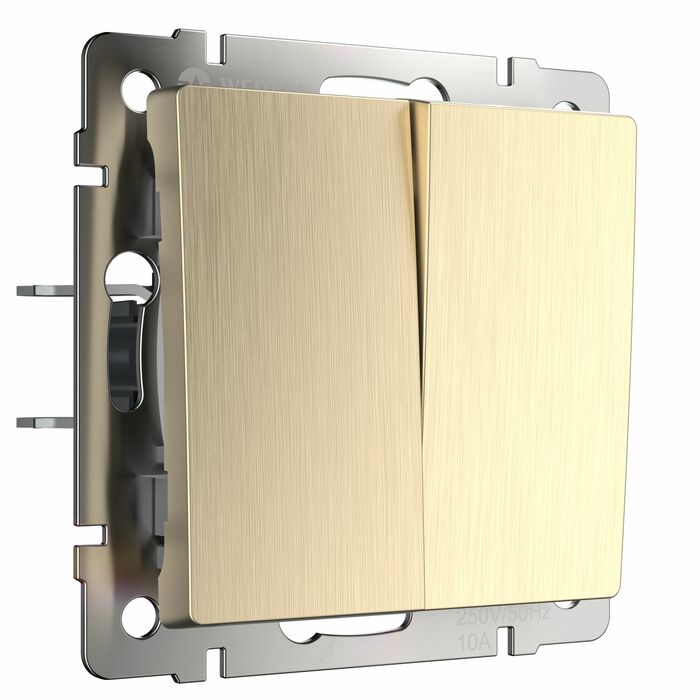 Werkel W1120010  Выключатель двухклавишный (шампань рифленый)