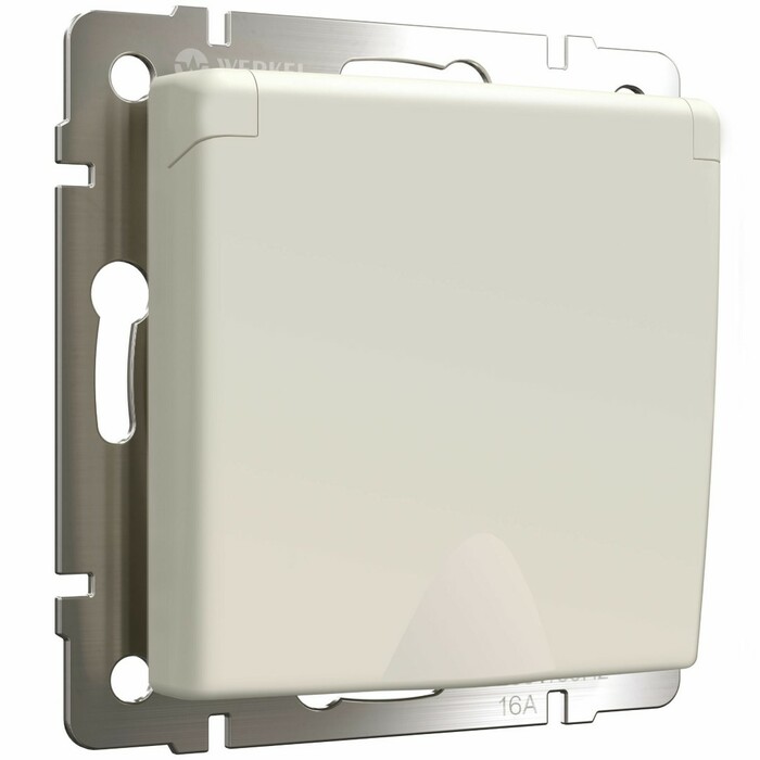 Werkel W1171262  Розетка с заземлением и шторками c крышкой IP44 (айвори матовый)