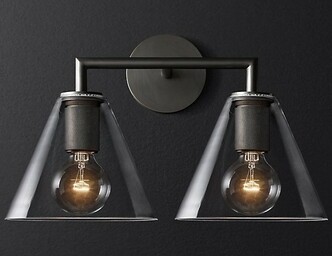 Бра Rh Utilitaire Funnel Shade Double Sconce Black By Imperiumloft