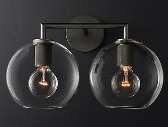 Бра Rh Utilitaire Globe Shade Double Sconce Black By Imperiumloft
