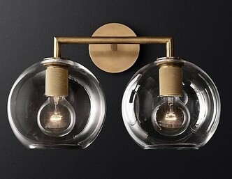 Бра Rh Utilitaire Globe Shade Double Sconce Brass By Imperiumloft