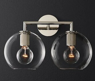 Бра Rh Utilitaire Globe Shade Double Sconce Silver By Imperiumloft