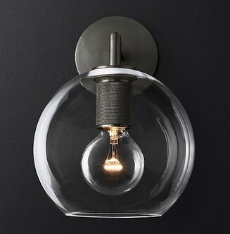 Бра Rh Utilitaire Globe Shade Single Sconce Black By Imperiumloft