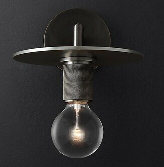 Бра Rh Utilitaire Knurled Disk Shade Sconce Black By Imperiumloft