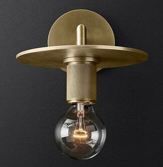 Бра Rh Utilitaire Knurled Disk Shade Sconce Brass By Imperiumloft