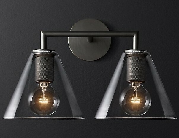 Бра Rh Utilitaire Funnel Shade Double Sconce Black By Imperiumloft