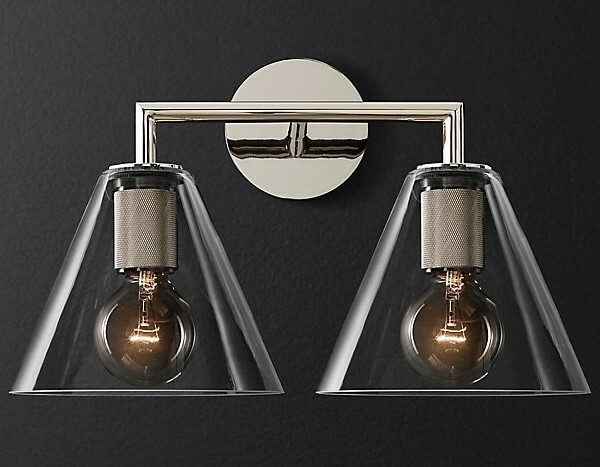 Бра Rh Utilitaire Funnel Shade Double Sconce Silver By Imperiumloft