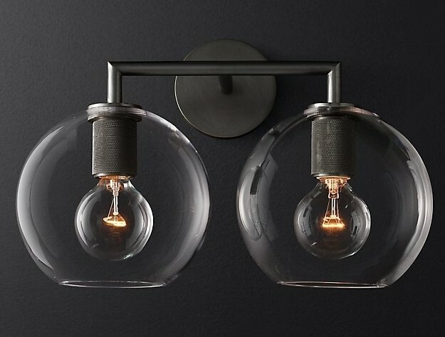 Бра Rh Utilitaire Globe Shade Double Sconce Black By Imperiumloft