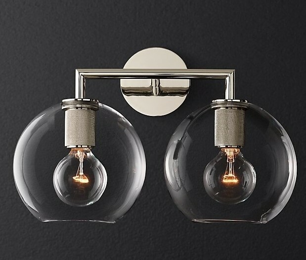 Бра Rh Utilitaire Globe Shade Double Sconce Silver By Imperiumloft