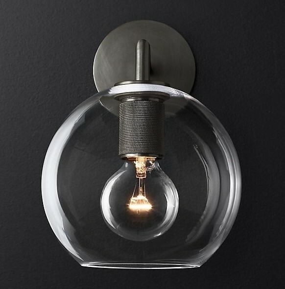 Бра Rh Utilitaire Globe Shade Single Sconce Black By Imperiumloft